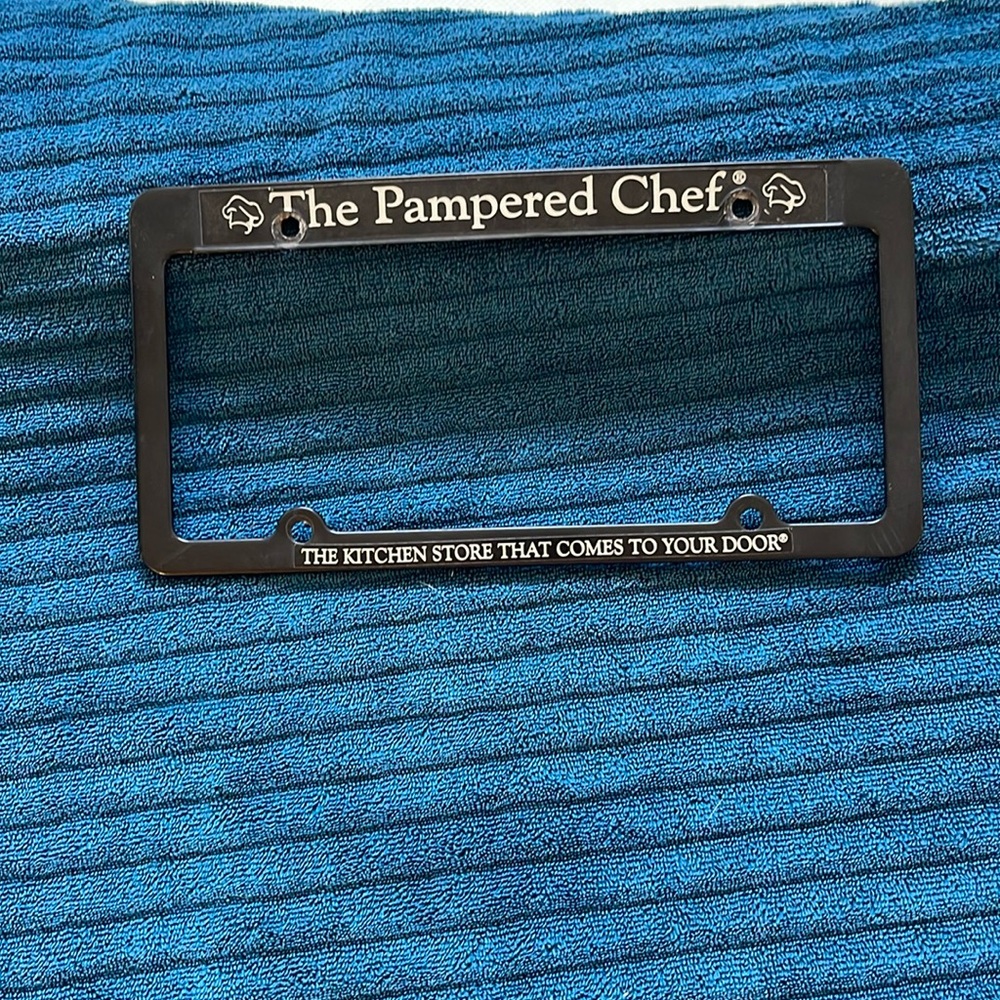 The Pampered Chef license plate holder.